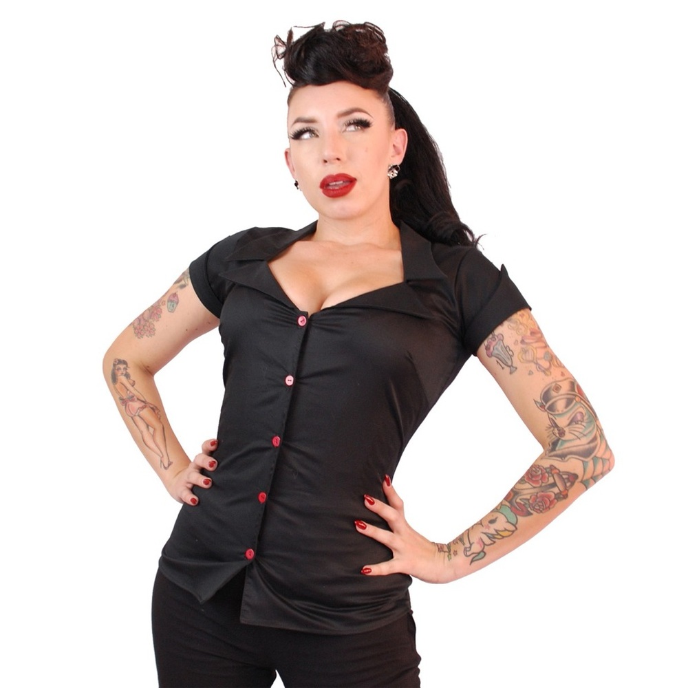 Black Button-Up Women's Top